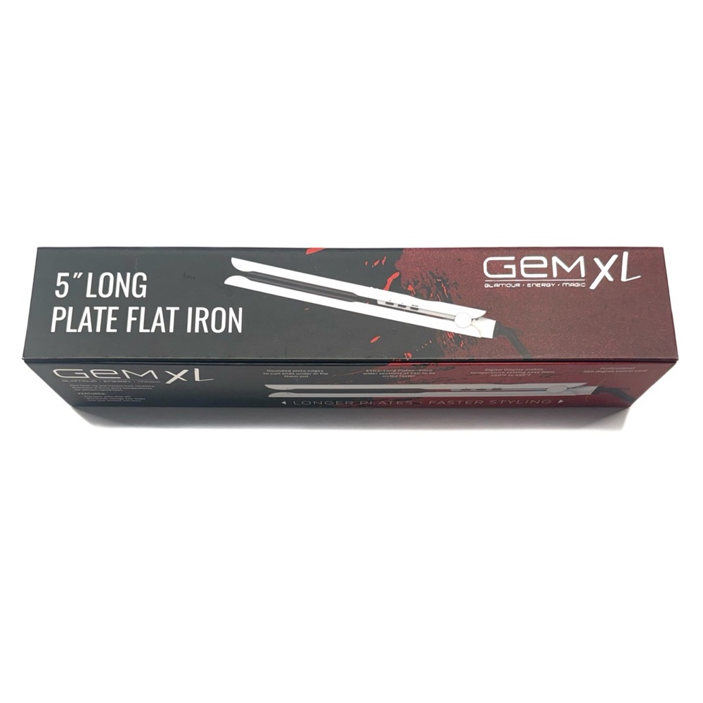 GEM XL 5" Long Plate Flat Iron, Fast Heat 250F - 450F 
NWT